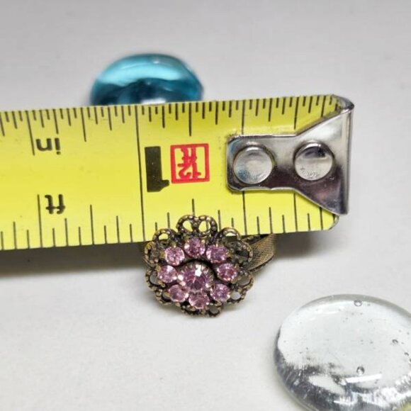 Kenny Ma Style Pink Crystal Ring Flower Ring Victorian Style - Picture 2 of 5